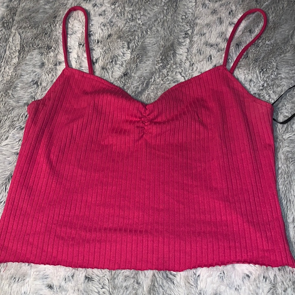 Pink strappy heart breasted crop top